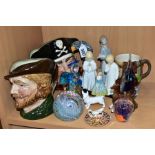 A GROUP OF CERAMICS AND GLASSWARES, to include large Royal Doulton Long John Silver D6335 and