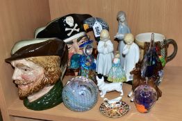 A GROUP OF CERAMICS AND GLASSWARES, to include large Royal Doulton Long John Silver D6335 and