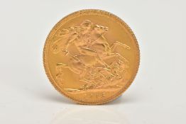 AN EARLY 20TH CENTURY FULL SOVERIEGN COIN, depicting George V, dated 1915, gross weight 8.0 grams