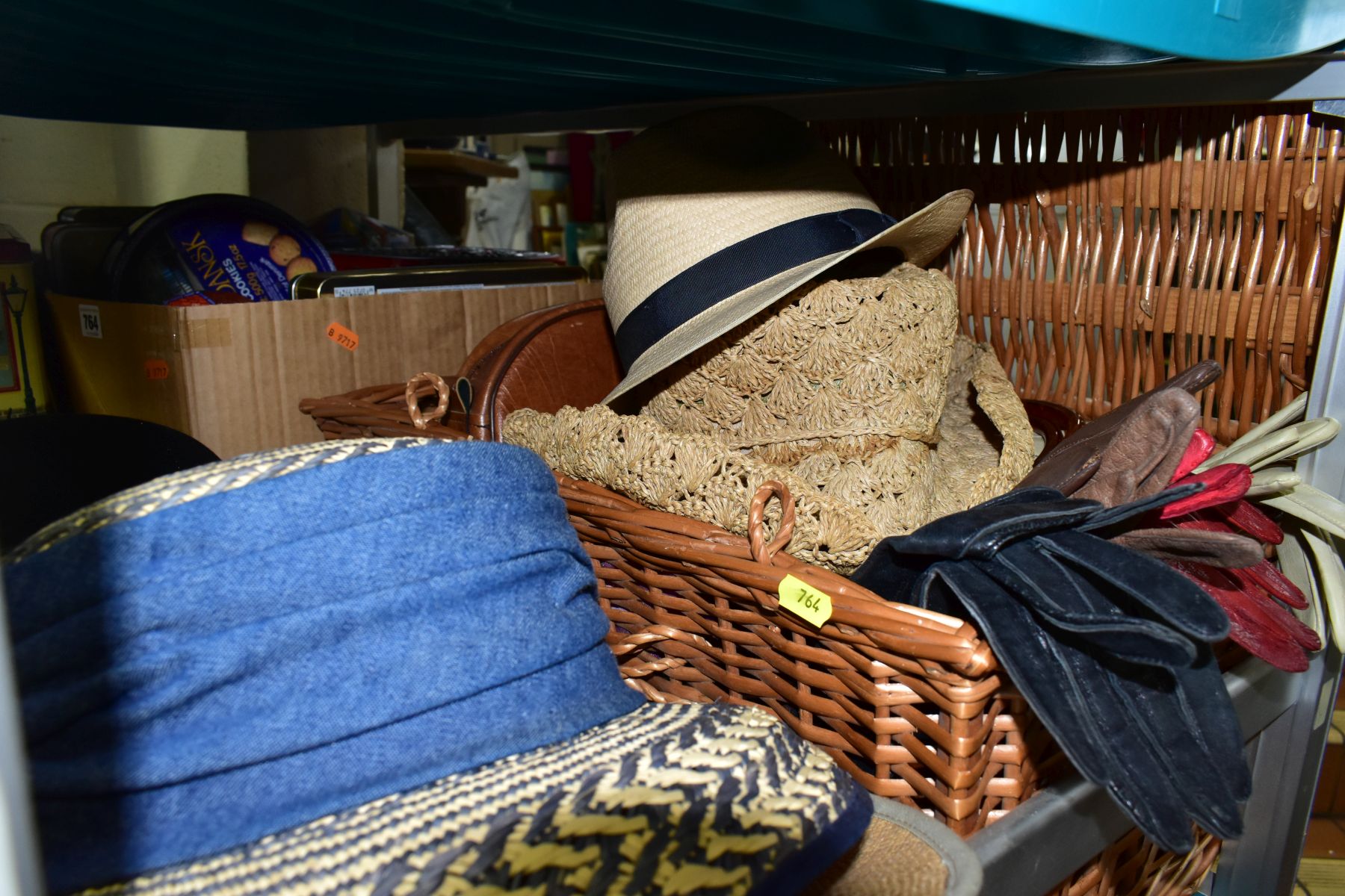 SEVEN BOXES AND LOOSE HABERDASHERY ITEMS, TINS, HATS, ETC, including two bowler hats, ladies and - Image 4 of 13