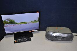 A LOGIK L22FED13 22in tv with remote and a Sony CFD-SO5 cd, radio, cassette player (both PAT pass