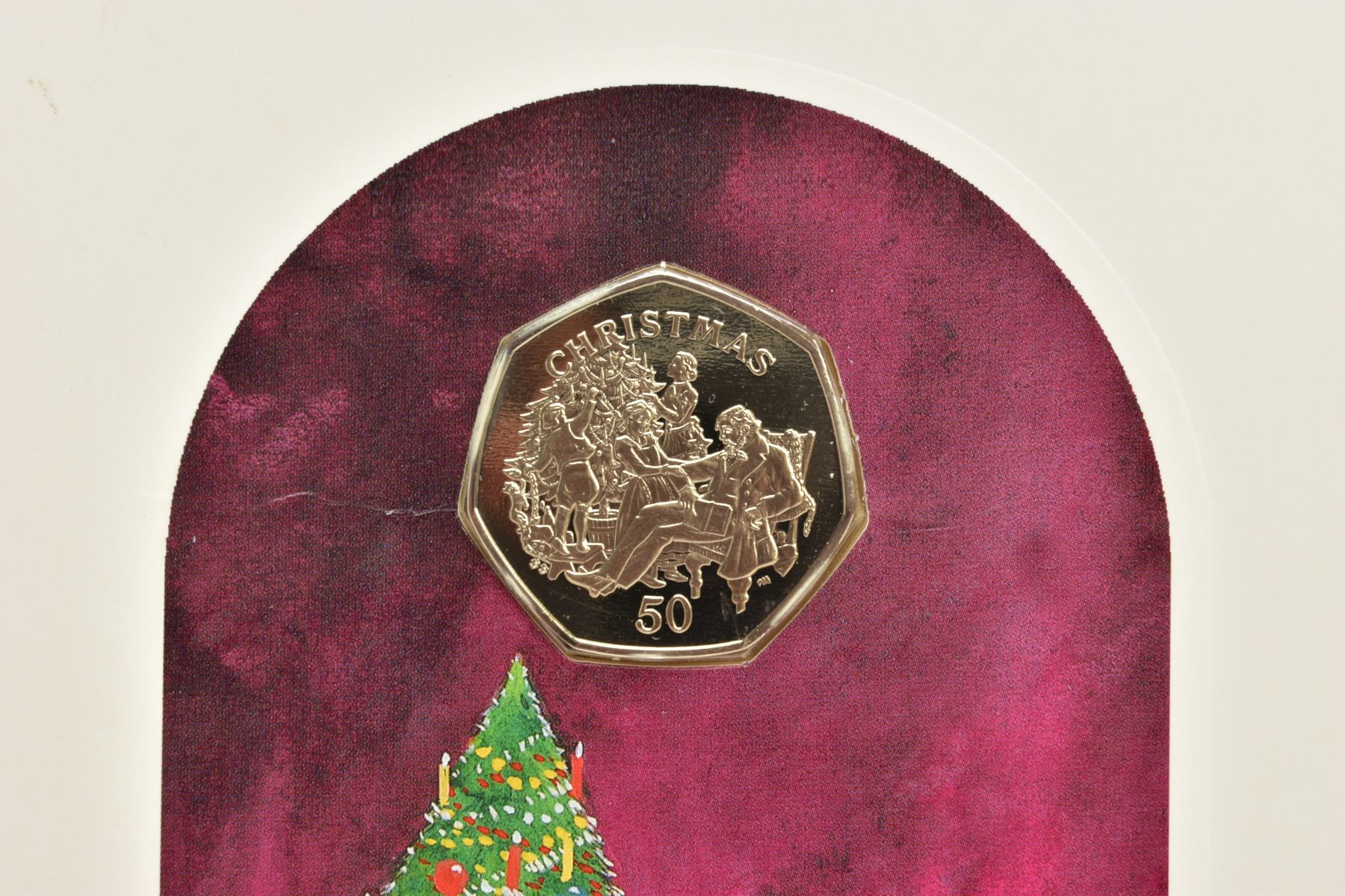 FOUR ISLE OF MAN CHRISTMAS GREETINGS CARDS WITH DIAMOND FINISH FIFTY PENCE COINS, to include 1997 - Image 8 of 18
