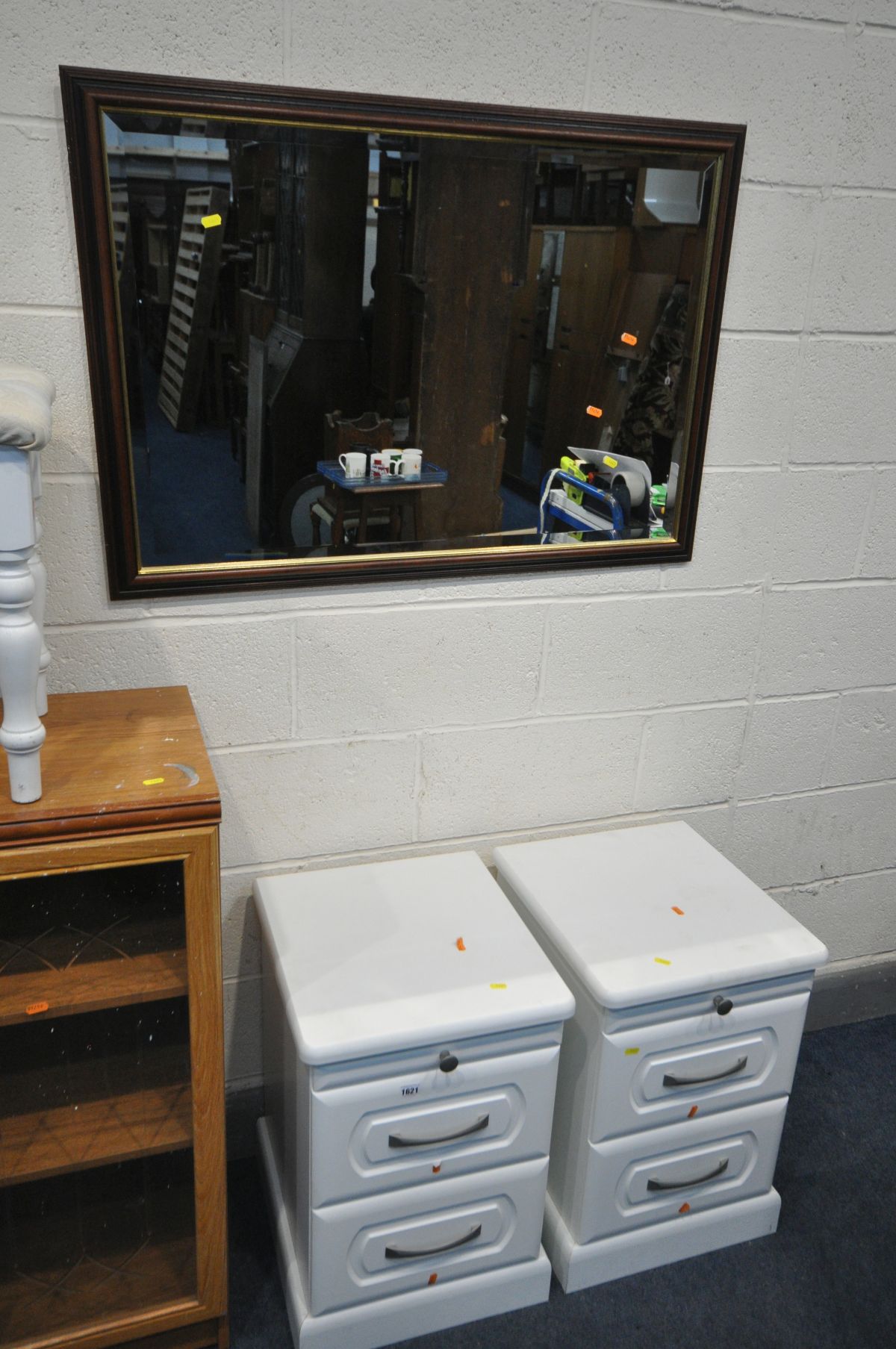 A SELECTION OF OCCASIONAL FURNITURE, a pair of white finish two drawer bedside cabinets, two beech - Image 2 of 4