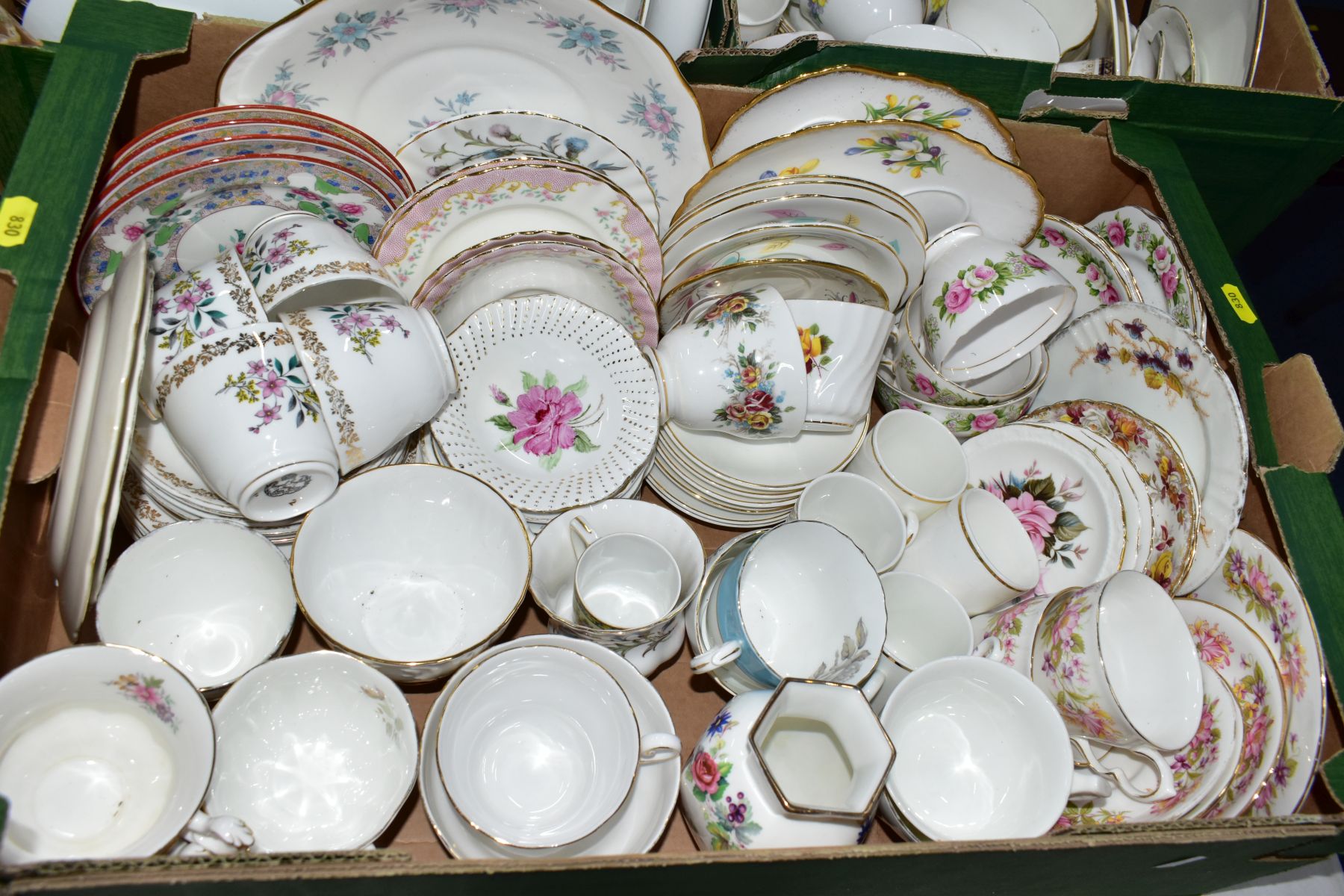 FIVE BOXES OF ASSORTED CERAMICS, mostly mid-20th century part tea sets by Tuscan, Colclough, Royal - Image 6 of 6