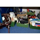 EIGHT BOXES AND LOOSE PICTURES, BOOKS, LADIES SHOES, CDS, SOFT TOYS, ETC, including general