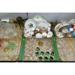 SEVEN BOXES OF CERAMICS AND GLASSWARES, to include a Coalport April pattern rose bowl and vase, a