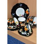 SEVENTEEN PIECES OF AYNSLEY TEA WARE, twelve pieces in pattern no.B4156 and five pieces in pattern