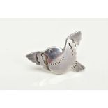 A GEORG JENSEN DANISH SILVER BIRD BROOCH, pattern number 320, signed 'Georg Jensen' 925S Denmark,