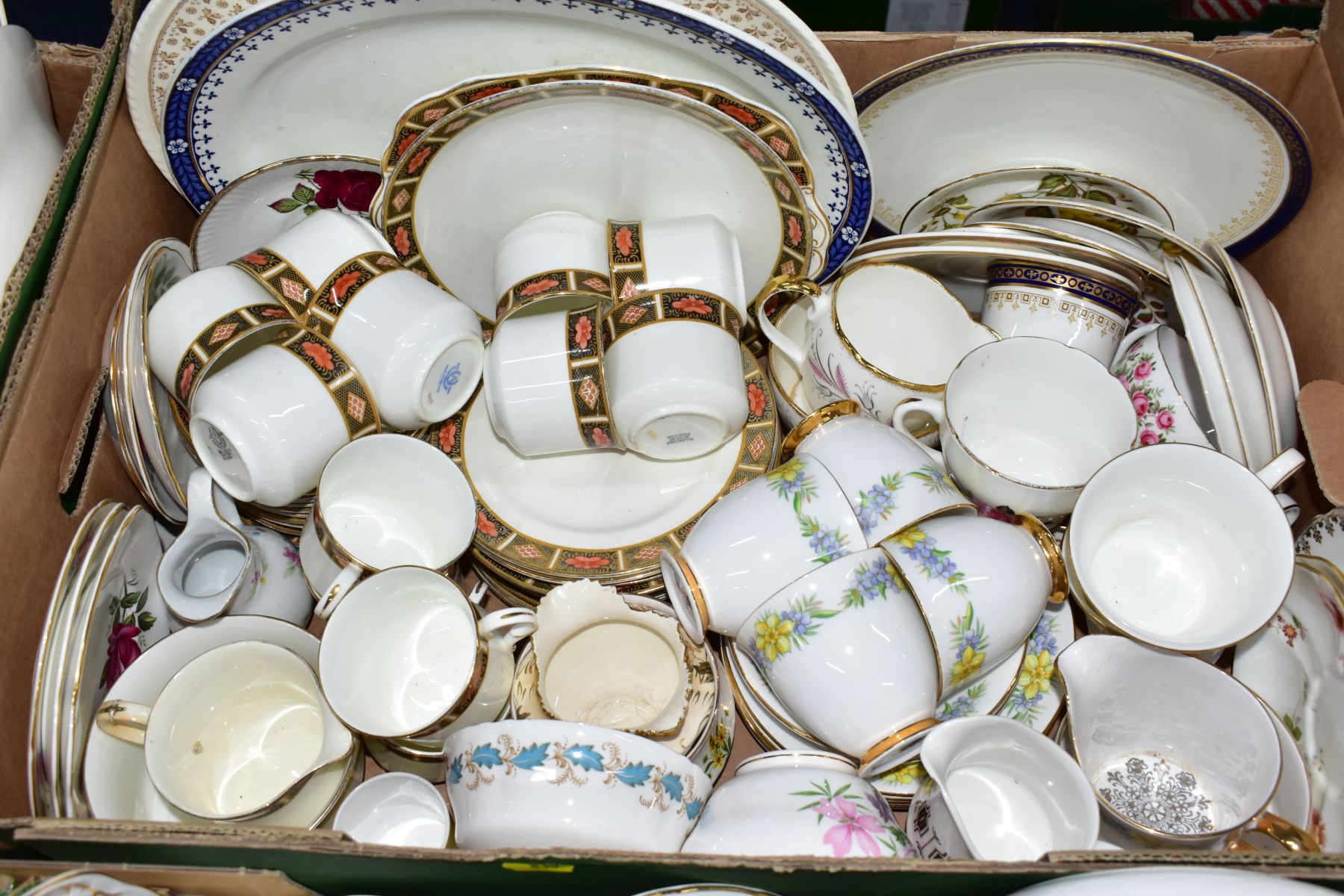 FIVE BOXES OF ASSORTED CERAMICS, mostly mid-20th century part tea sets by Tuscan, Colclough, Royal - Image 5 of 6
