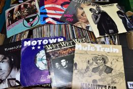 A BOX OF APPROXIMATELY FOUR HUNDRED SINGLES RECORDS, including Bad Company, Elton John, Stealers