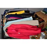 SIX BOXES / CASES AND LOOSE LADIES AND GENTS CLOTHING AND ACCESSORIES, from the 1970's onwards,