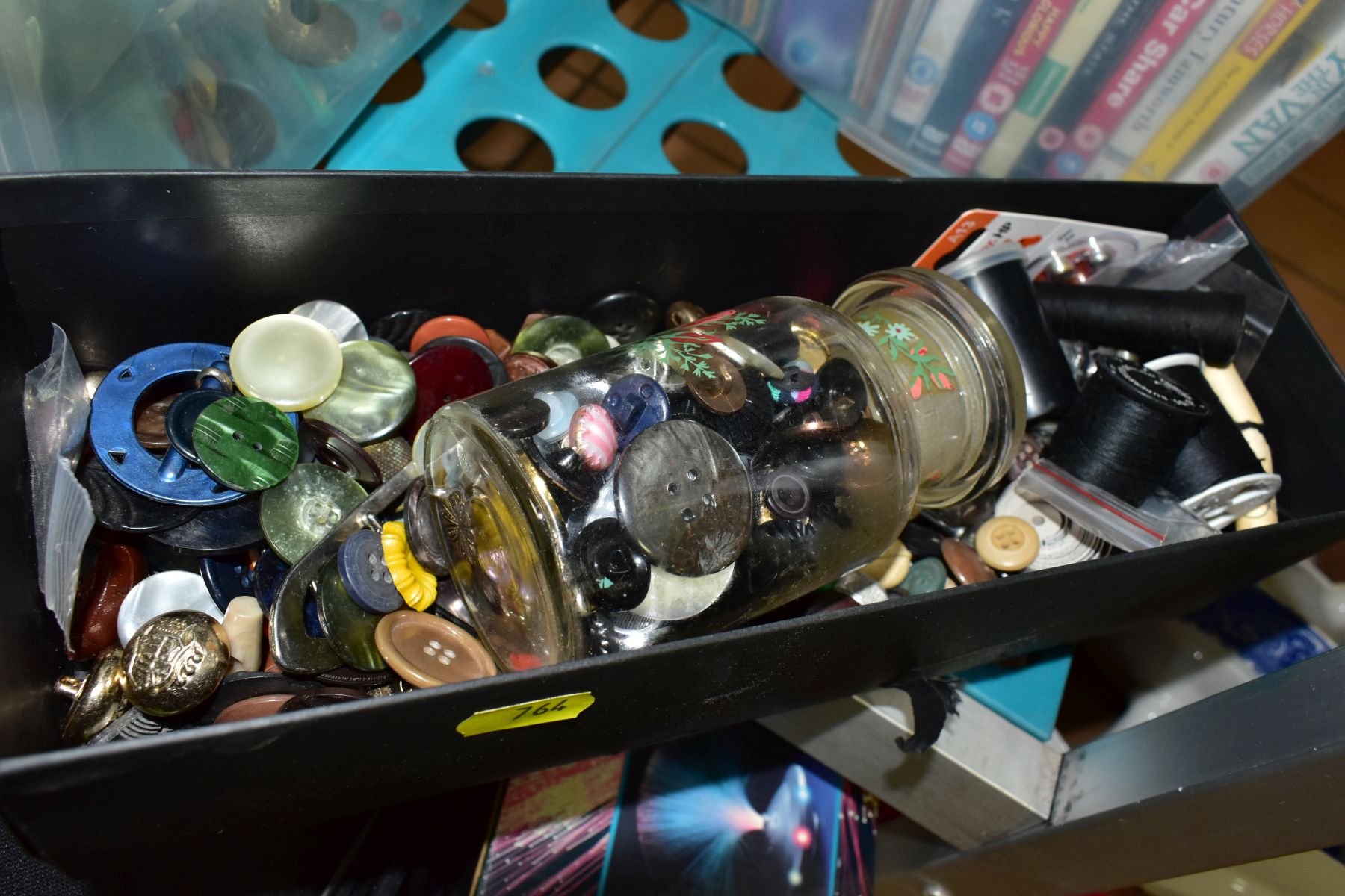 SEVEN BOXES AND LOOSE HABERDASHERY ITEMS, TINS, HATS, ETC, including two bowler hats, ladies and - Image 7 of 13