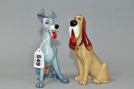 WADE BLOW UP TRAMP AND TRUSTY FIGURES, from Lady and the Tramp, tallest approximately 15cm (
