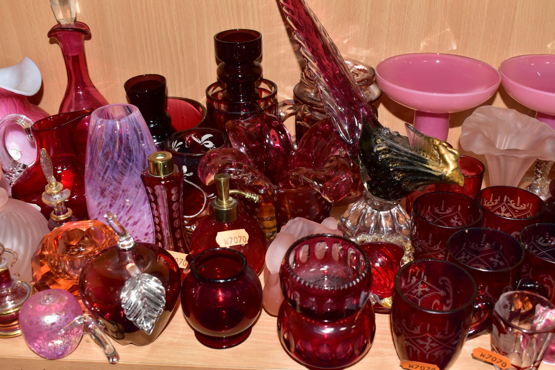 A COLLECTION OF 19TH AND 20TH CENTURY COLOURED GLASSWARE, MOSTLY CRANBERRY AND RUBY, includes a - Image 4 of 13