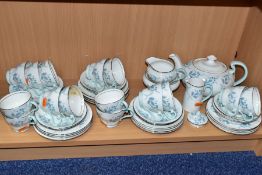 AN AYNSLEY 'LAS PALMAS' PATTERN FORTY EIGHT PIECE TEA SET, comprising a tea pot and replacement lid,