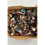 A BOX OF ASSORTED LADIES, GENTS AND CHILDRENS FASHION WRISTWATCHES, used conditions, mostly quartz