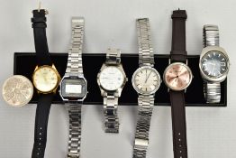 AN ASSORTMENT OF GENTS WRISTWATCHES, six gents wristwatches, names to include Rotary, Casio,