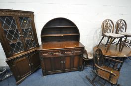 A 20TH CENTURY OAK BARLEY TWIST GATE LEG TABLE, open length 125cm x closed length 47cm x depth