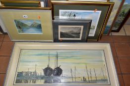PAINTINGS AND PRINTS ETC, to include C.D Taylor oil on board depicting boats at their moorings at