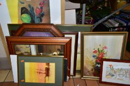A SMALL COLLECTION OF PAINTINGS AND PRINTS ETC, to include an I J Wilkes maritime watercolour of a