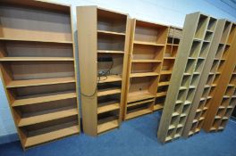 A QUANTITY OF MODERN FURNITURE, to include four bookcases, including a corner section, a four drawer