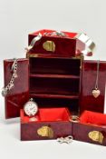 A JEWELLERY BOX AND ASSORTED WHITE METAL JEWELLERY, to include two white metal and copal amber