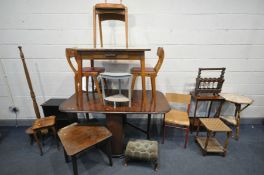 A COLLECTION OF OCCASIONAL FURNITURE, to include a mahogany gate leg table, Formica top kitchen