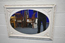 A LATE 20TH CENTURY CREAM PAINTED FRENCH WALL MIRROR (good condition)