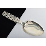 A WHITE METAL PIE SERVER, openwork foliate design to the handle, stamped to the reverse 830s NM