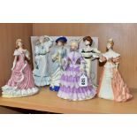 FOUR WEDGWOOD FOR SPINK LIMITED EDITION BISQUE LADY FIGURES AND TWO COALPORT LIMITED EDITION LADY