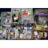 FOUR BOXES OF ASSORTED JEWELLERY MAKING EQUIPTMENT, large quantity of items to include various boxes