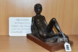 NEIL GODFREY (B. 1937) 'THE WOLDINGHAM COLLECTION - BOY RECLINING' BRONZED RESIN LIMITED EDITION