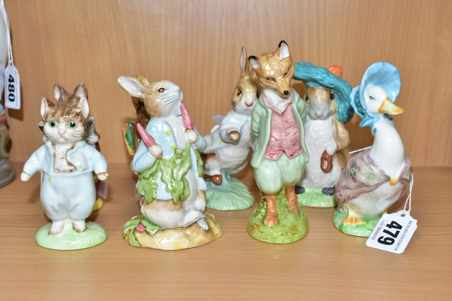 FIVE BESWICK AND THREE ROYAL ALBERT BEATRIX POTTER CHARACTER FIGURES, the Beswick comprising satin