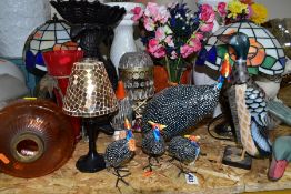 A GROUP OF VASES, LAMPS AND DECORATIVE HOMEWARES, to include seven table lamps, an oil lamp in