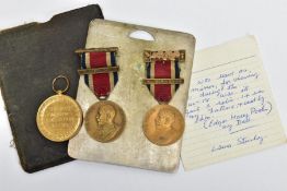 A GREAT WAR VICTORY MEDAL, named 554496 SapperE.H.POOLE R.E, together with two LCC Kings medals with
