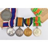 WORLD WAR ONE BRITISH WAR & VICTORY MEDAL PAIR OF MEDALS, named to J45043 J.W.Gaunt AB RN,