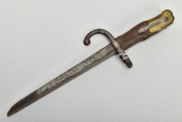 AN EXAMPLE OF A FRENCH M1874 GRAS RIFLE BAYONET, which has been shortened down to 23cm length blade,