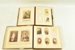 PHOTOGRAPH ALBUMS, two leather bound Victorian / Edwardian Photograph Albums, gilt-edged pages,