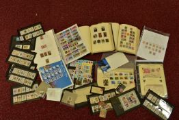 SHOEBOX WITH TWO ALBUMS of mainly mint mid period Commonwealth, royalty omnibus types etc