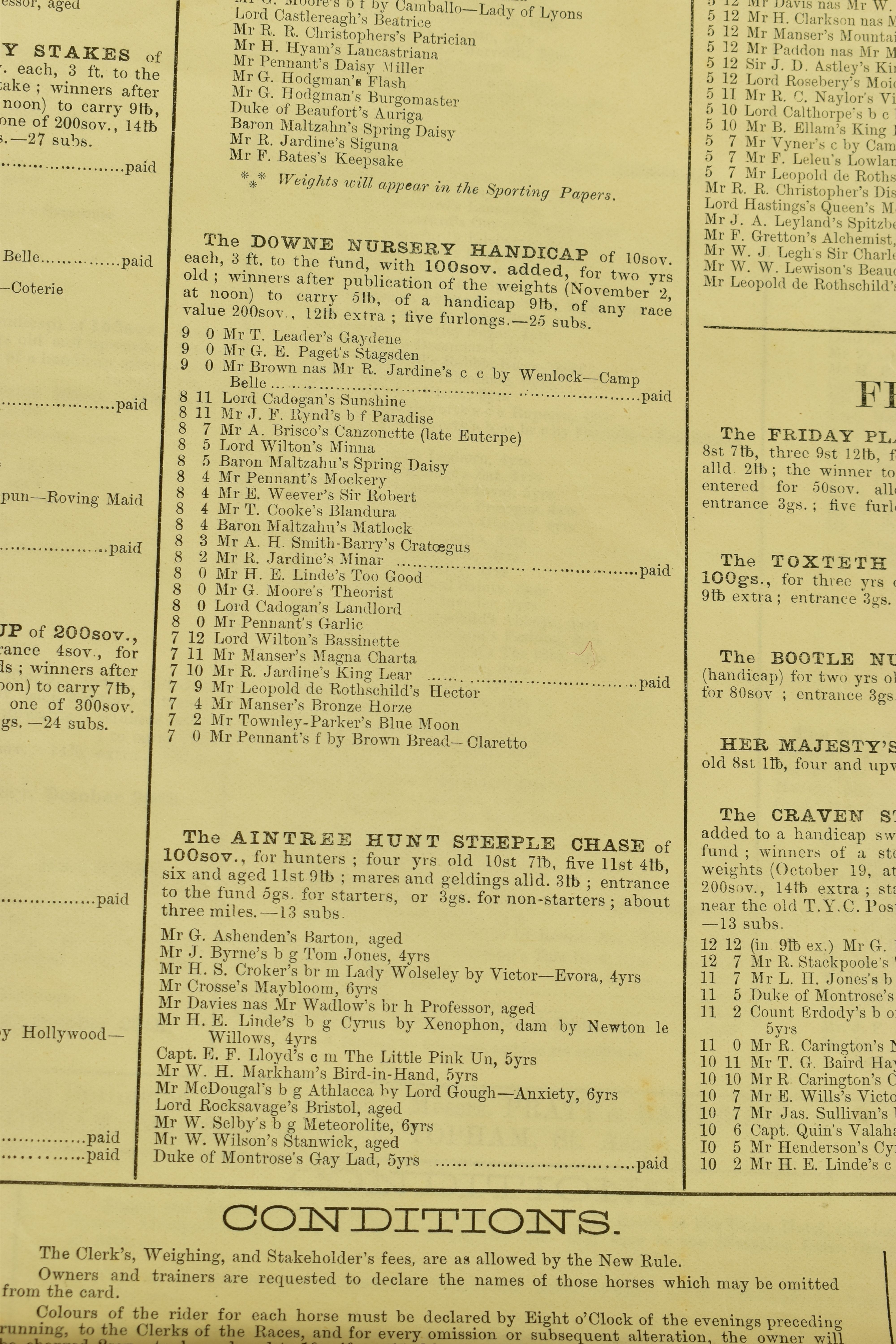 LIVERPOOL RACECOURSE, a collection of twenty-five original Race Meeting Broadsheets from the - Image 6 of 6