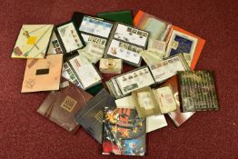 COLLECTION OF STAMPS in a box with GB FDCs and mint GB in packets and yearbooks providing good