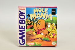 MOLE MANIA GAMEBOY GAME BOXED, obscure Shigeru Miyamoto title boxed with its manual, only minor wear