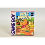 MOLE MANIA GAMEBOY GAME BOXED, obscure Shigeru Miyamoto title boxed with its manual, only minor wear