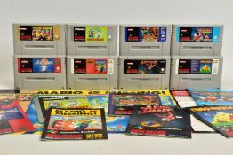 QUANTITY OF UNBOXED SNES GAMES INCLUDING ACT RAISERS & MARIO IS MISSING, loose SNES cartridges to