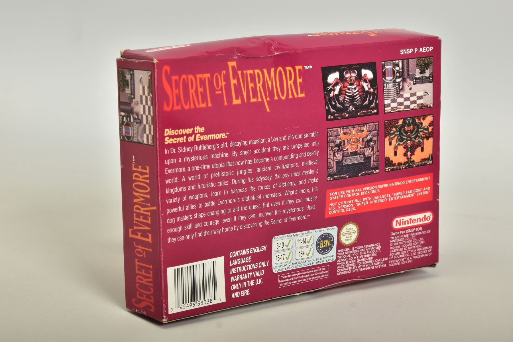 SECRET OF EVEMORE SNES GAME BOXED, SquareSoft developed RPG for the SNES boxed with its manual; - Image 8 of 8