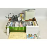 A QUANTITY OF GAMES, AN X-BOX 360 CONSOLE & NINTENDO WII CONSOLE, approximately forty games