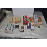A SMALL TRAY CONTAINING VALVES FOR QUAD AMPS, TUNERS AND PREAMPS including KT66, GZ32, 5V4, EL37,