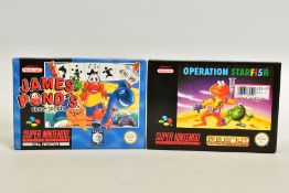 JAMES POND'S CRAZY SPORTS & OPERATION STARFISH SNES GAMES BOXED, two James Pond SNES games boxed