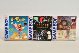 THE BATTLE OF OLYMPUS, BATMAN THE ANIMATED SERIES & BOMB JACK GAMEBOY GAMES BOXED, boxed versions of