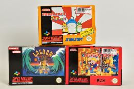 HEBEREKE'S POPPON, LAGOON & MAGIC BOY SNES GAMES BOXED, several SNES games boxed with their manuals;